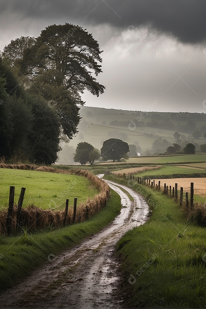 Padrão, uma foto de um campo tranquilo com chuva