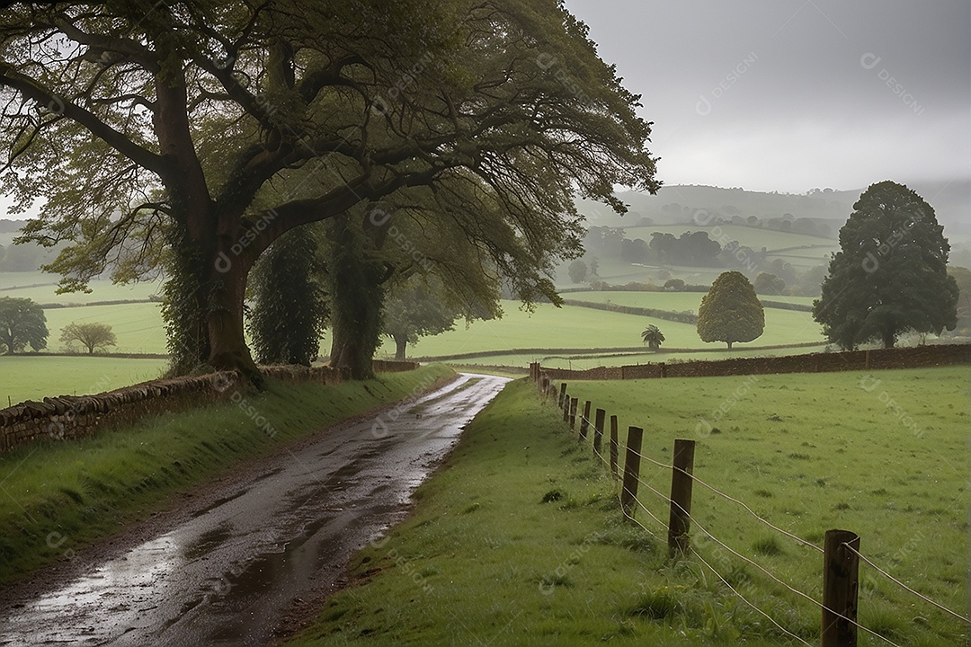 Padrão, uma foto de um campo tranquilo com chuva