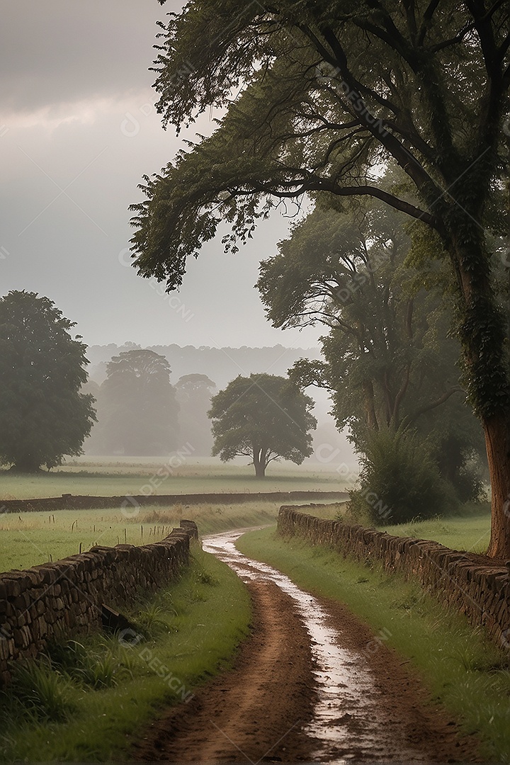 Padrão, uma foto de um campo tranquilo com chuva