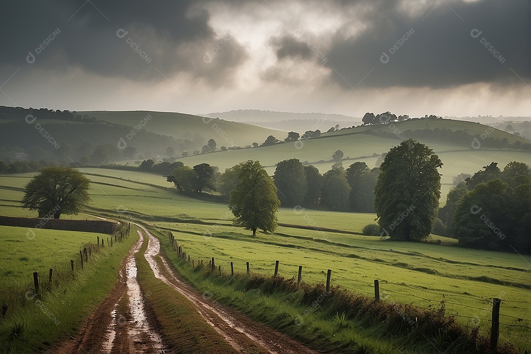Padrão, uma foto de um campo tranquilo com chuva
