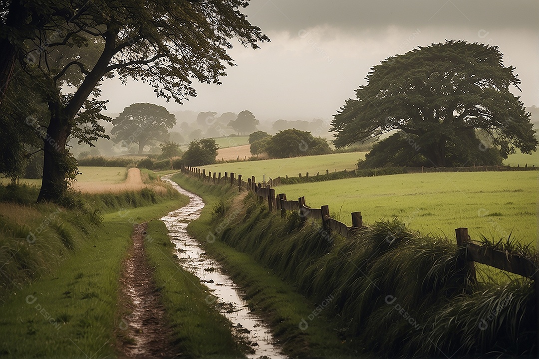 Padrão, uma foto de um campo tranquilo com chuva