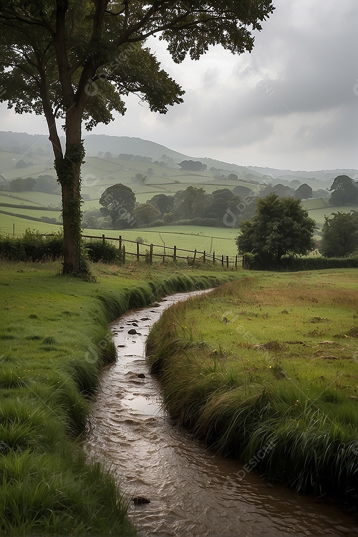 Padrão, uma foto de um campo tranquilo com chuva