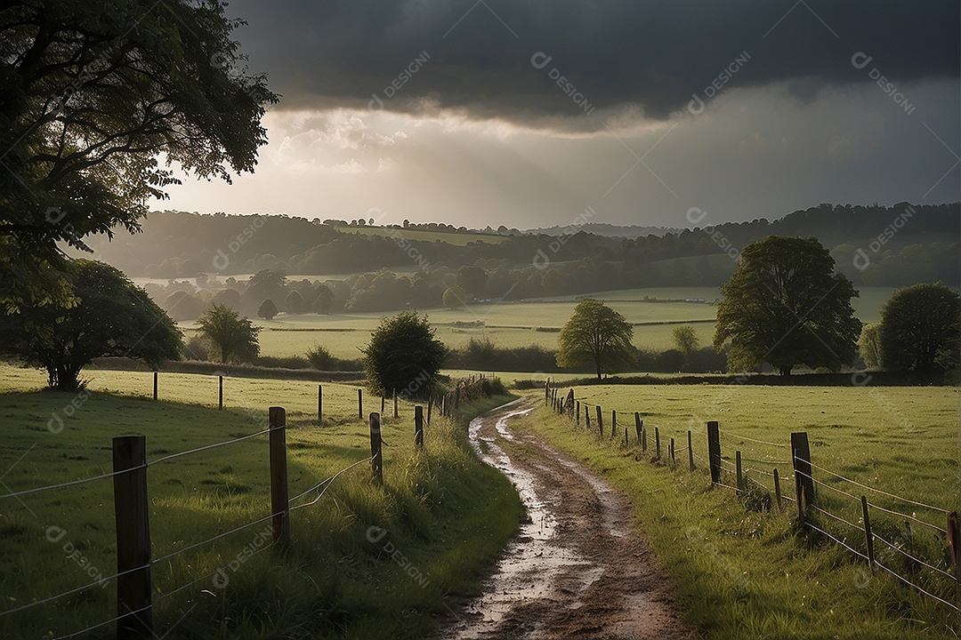 Padrão, uma foto de um campo tranquilo com chuva