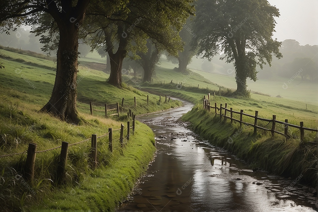 Padrão, uma foto de um campo tranquilo com chuva