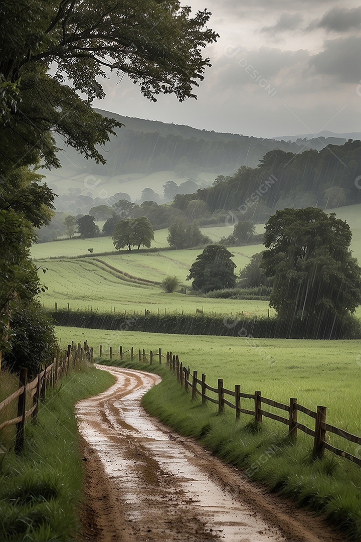 Padrão, uma foto de um campo tranquilo com chuva