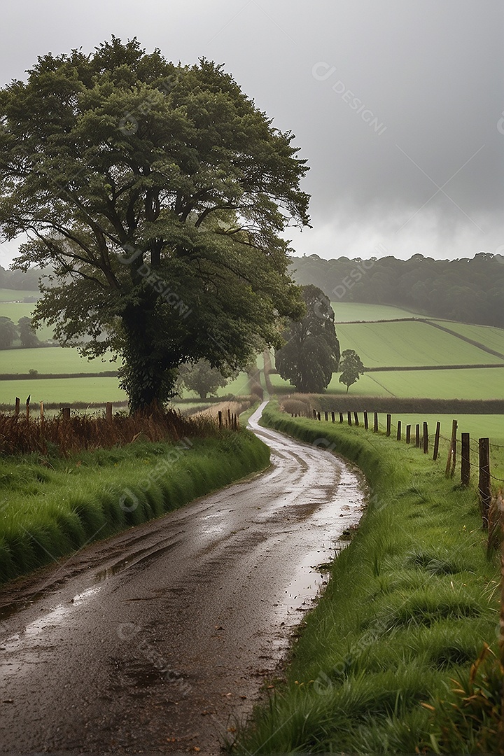 Padrão, uma foto de um campo tranquilo com chuva