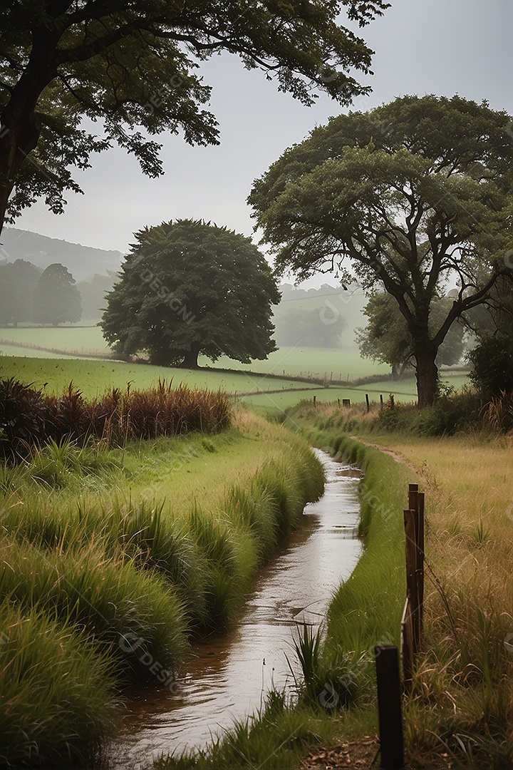 Padrão, uma foto de um campo tranquilo com chuva
