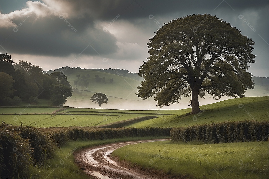 Padrão, uma foto de um campo tranquilo com chuva