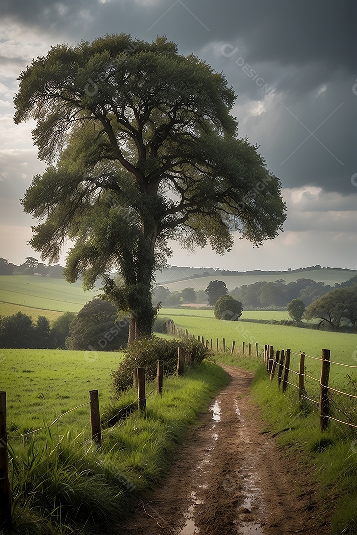 Padrão, uma foto de um campo tranquilo com chuva