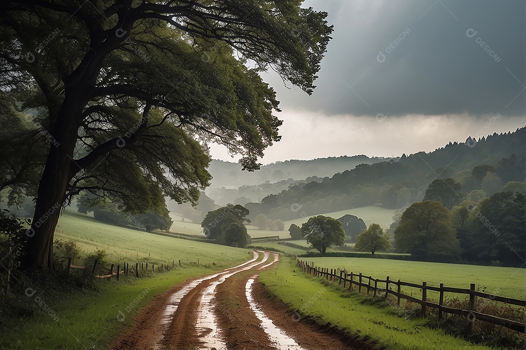 Padrão, uma foto de um campo tranquilo com chuva