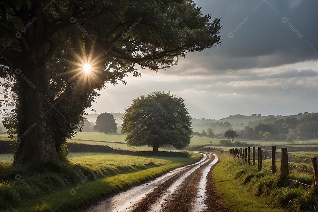 Padrão, uma foto de um campo tranquilo com chuva