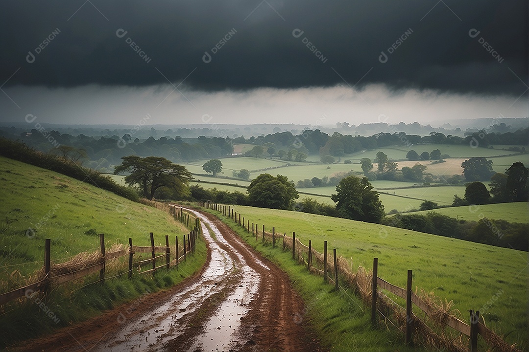 Padrão, uma foto de um campo tranquilo com chuva