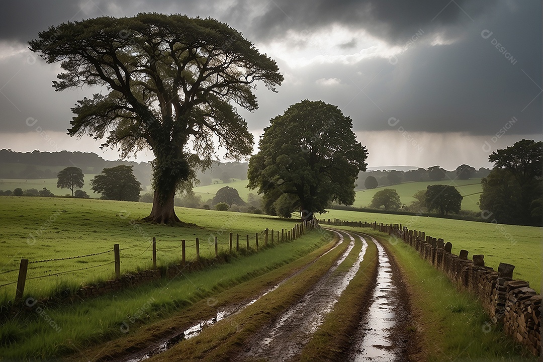 Padrão, uma foto de um campo tranquilo com chuva