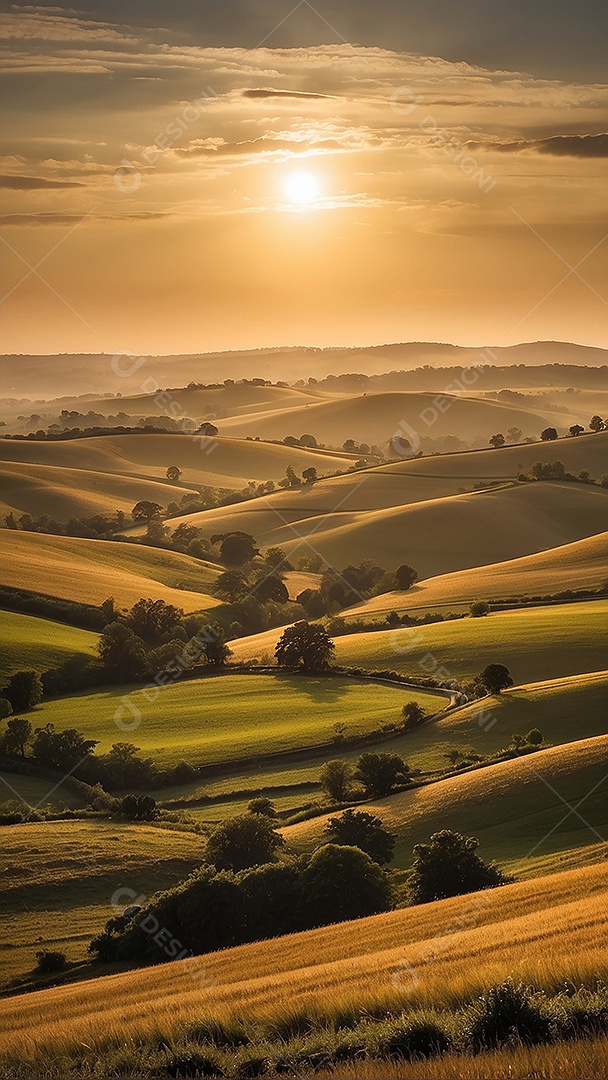 Padrão, uma foto de um campo tranquilo com colinas