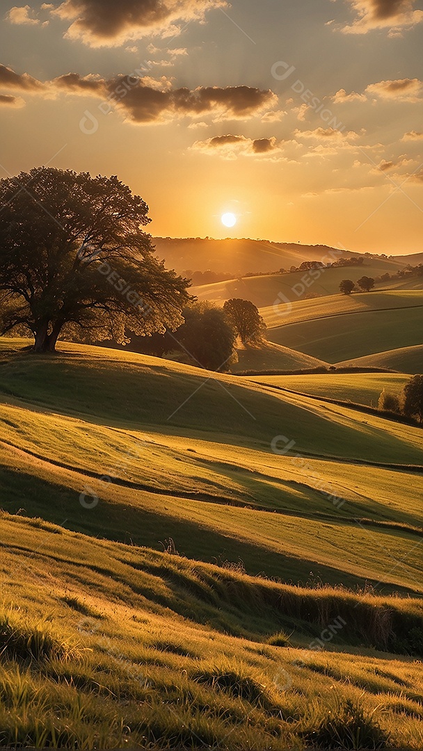Padrão, uma foto de um campo tranquilo com colinas