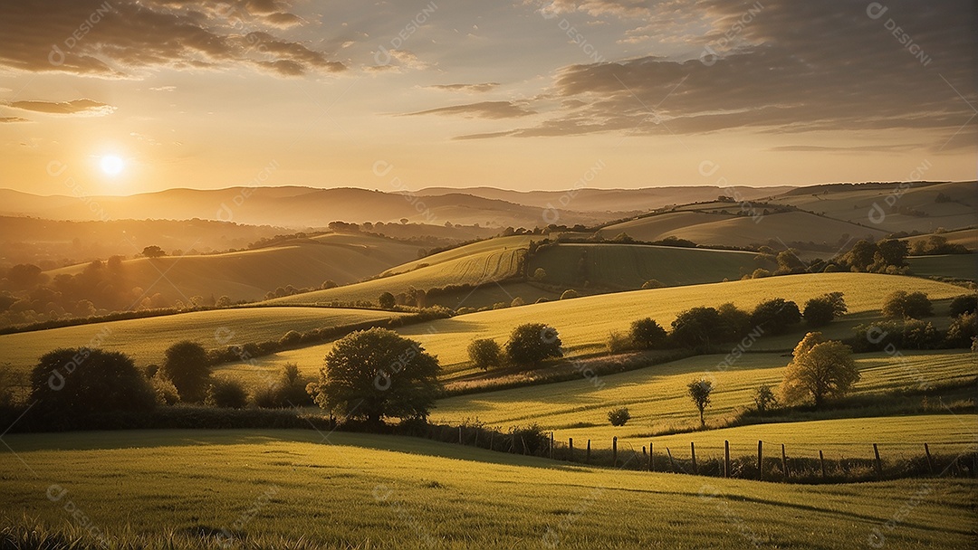 Padrão, uma foto de um campo tranquilo com colinas