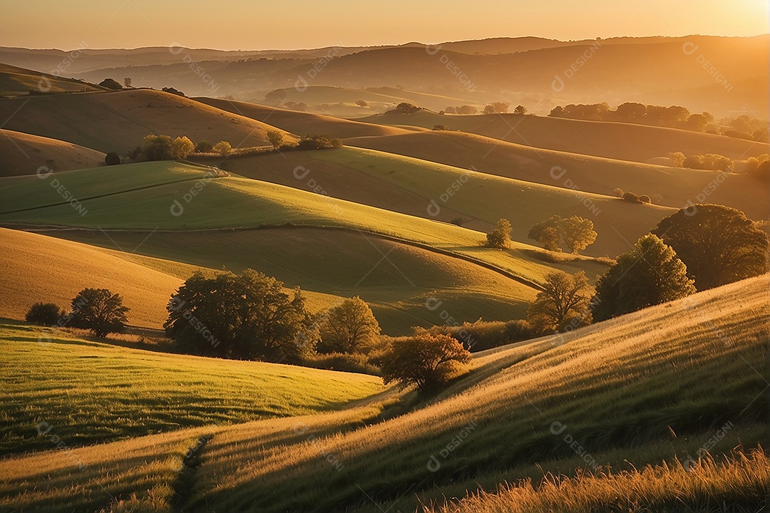 Padrão, uma foto de um campo tranquilo com colinas