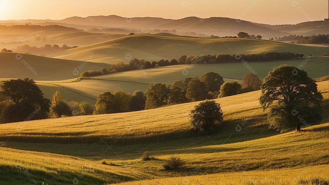 Padrão, uma foto de um campo tranquilo com colinas