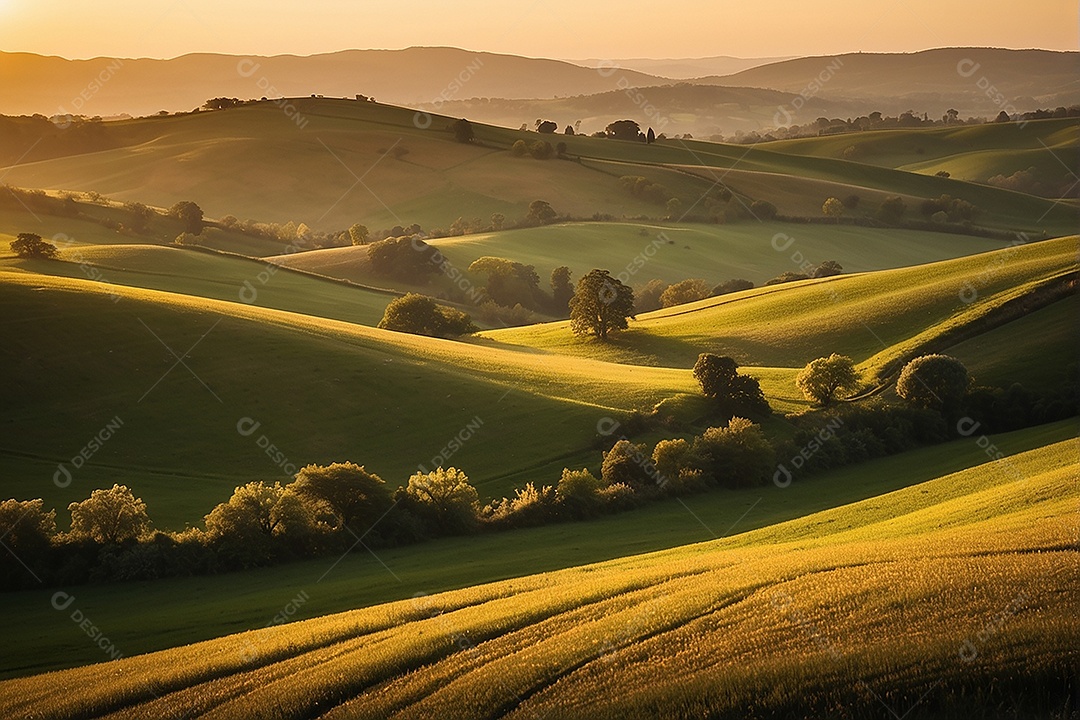Padrão, uma foto de um campo tranquilo com colinas