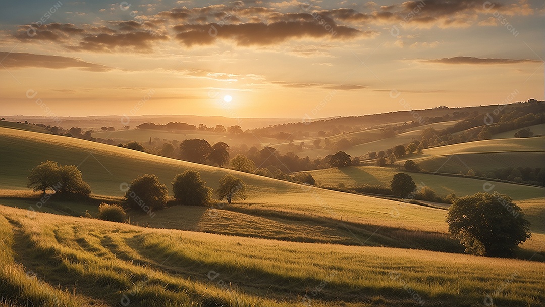 Padrão, uma foto de um campo tranquilo com colinas