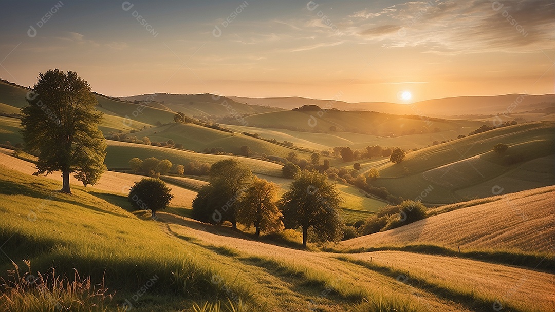 Padrão, uma foto de um campo tranquilo com colinas