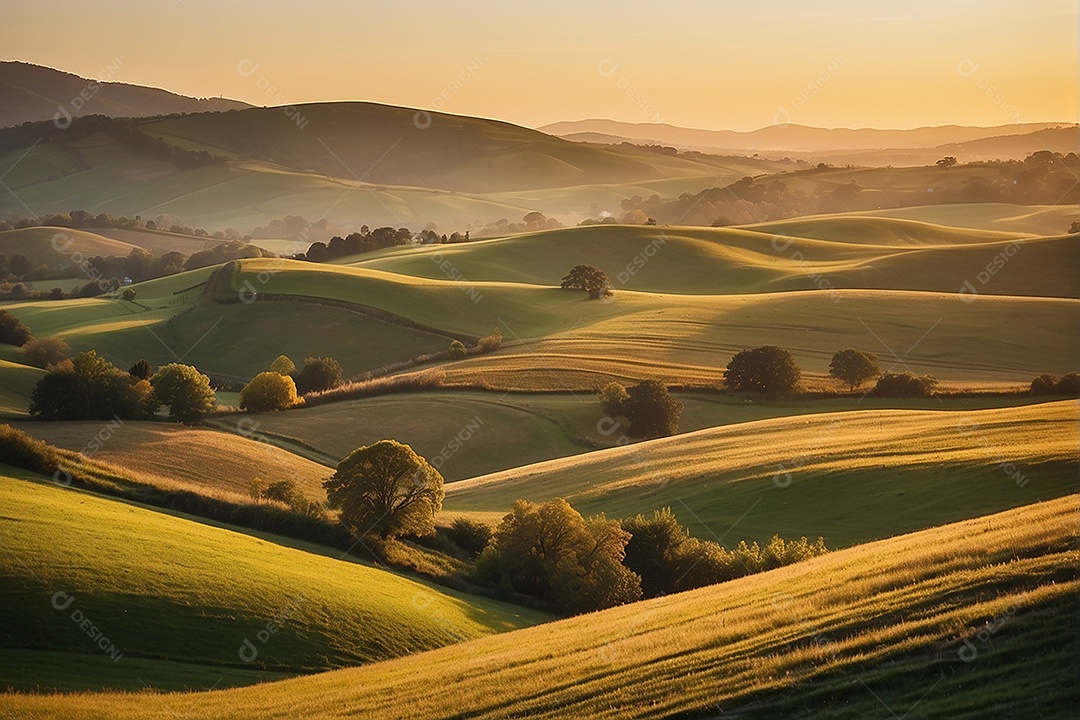 Padrão, uma foto de um campo tranquilo com colinas