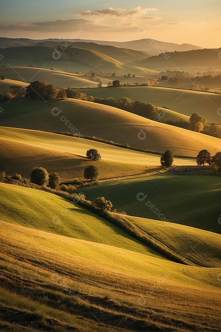 Padrão, uma foto de um campo tranquilo com colinas