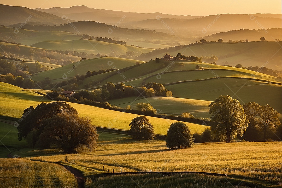 Padrão, uma foto de um campo tranquilo com colinas