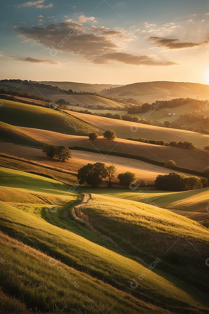 Padrão, uma foto de um campo tranquilo com colinas