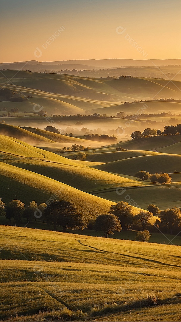 Padrão, uma foto de um campo tranquilo com colinas