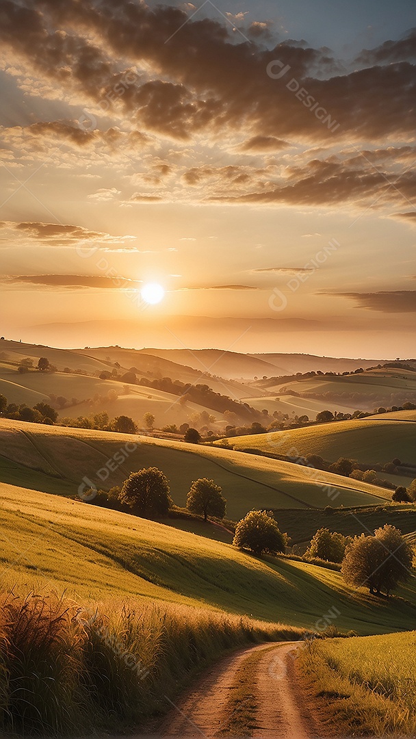 Padrão, uma foto de um campo tranquilo com colinas
