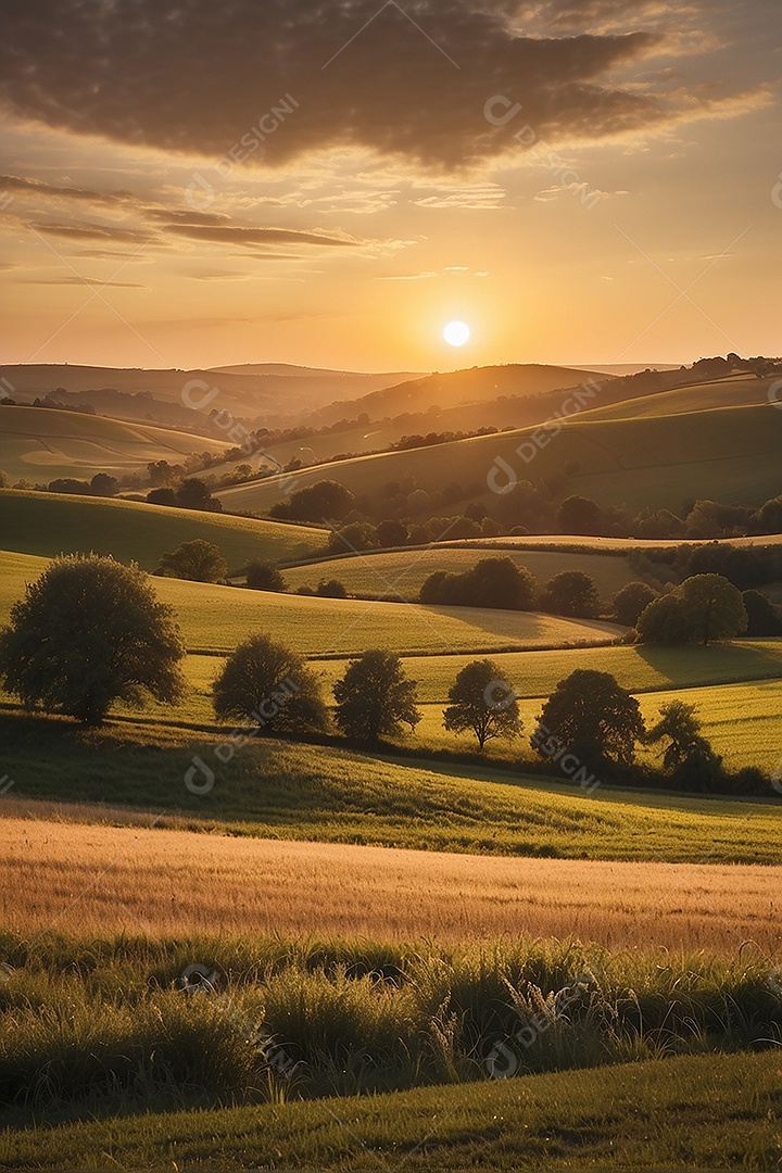 Padrão, uma foto de um campo tranquilo com colinas
