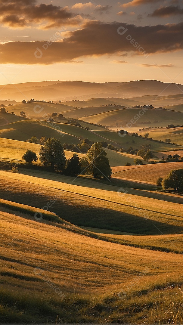 Padrão, uma foto de um campo tranquilo com colinas