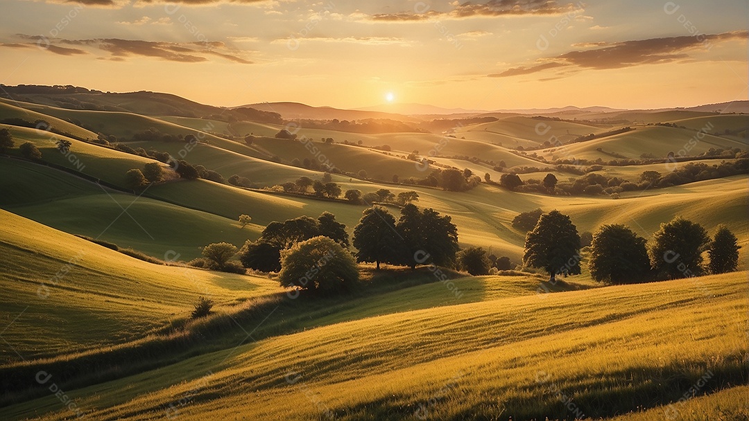 Padrão, uma foto de um campo tranquilo com colinas