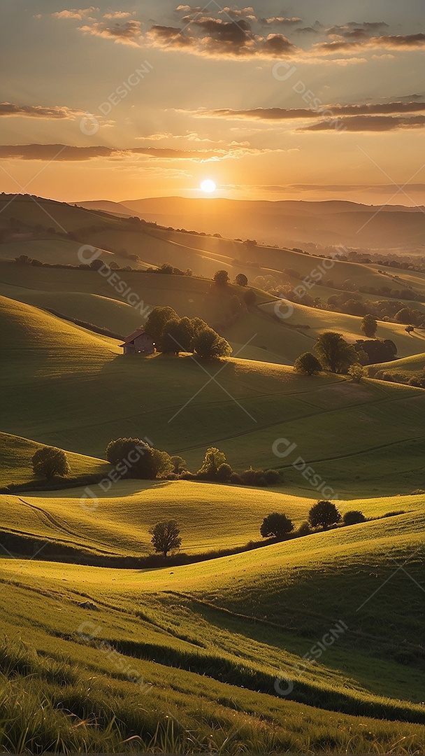 Padrão, uma foto de um campo tranquilo com colinas