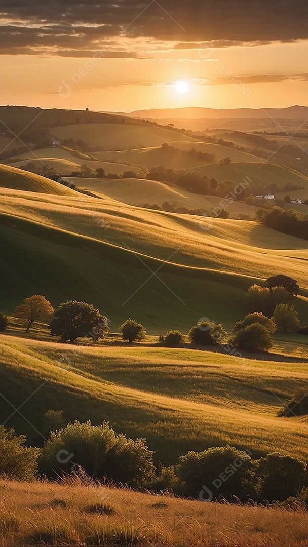 Padrão, uma foto de um campo tranquilo com colinas