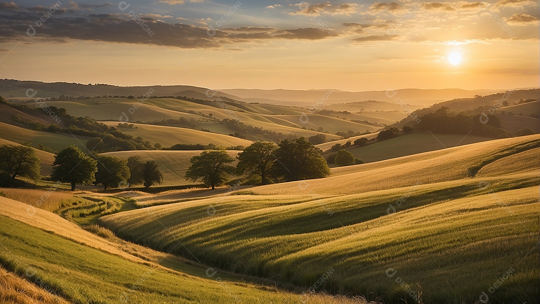 Padrão, uma foto de um campo tranquilo com colinas