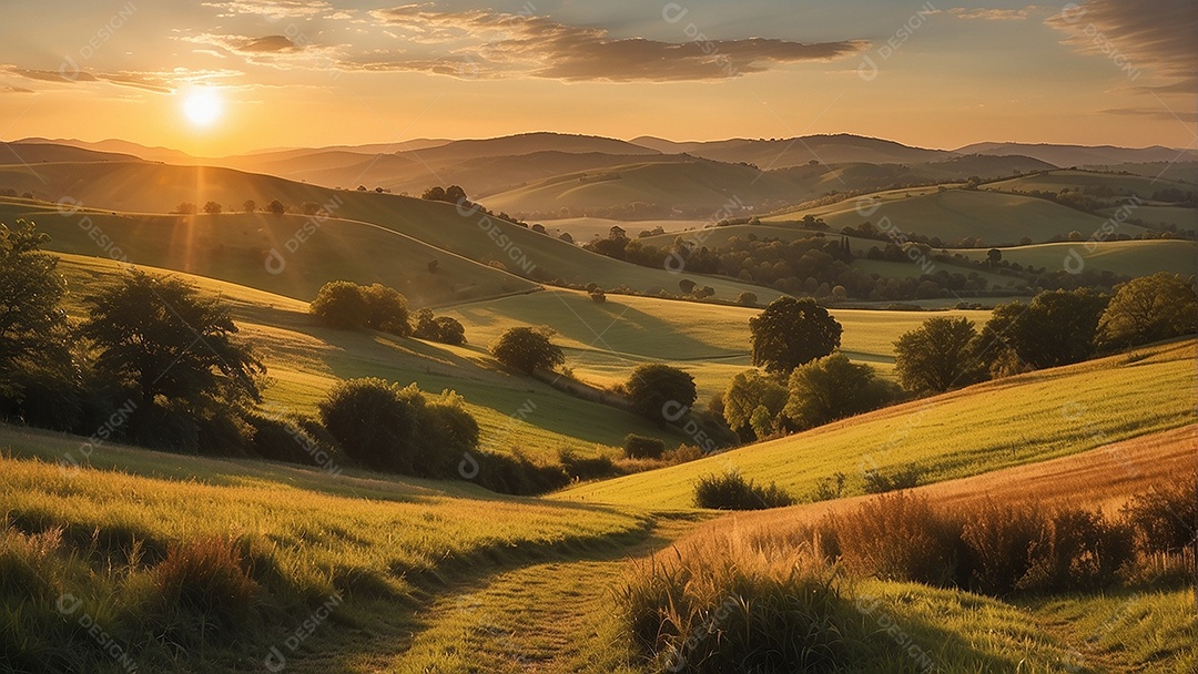 Padrão, uma foto de um campo tranquilo com colinas