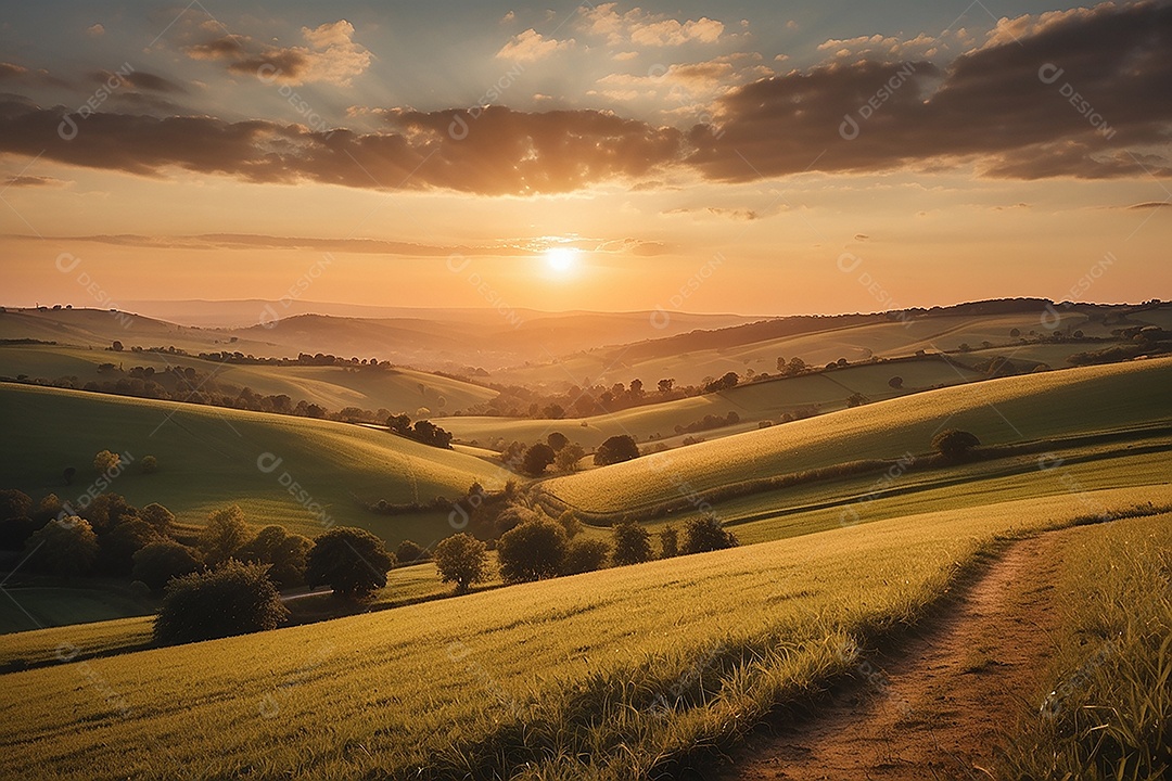 Padrão, uma foto de um campo tranquilo com colinas