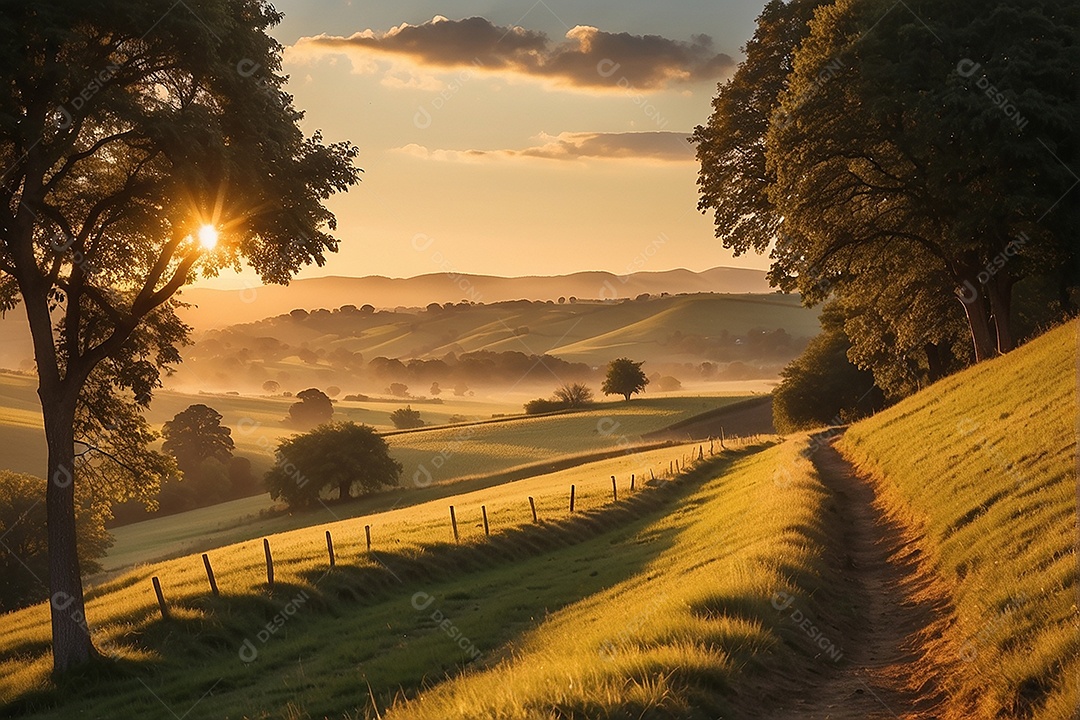Padrão, uma foto de um campo tranquilo com colinas