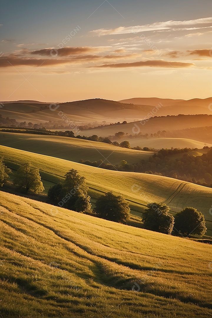 Padrão, uma foto de um campo tranquilo com colinas