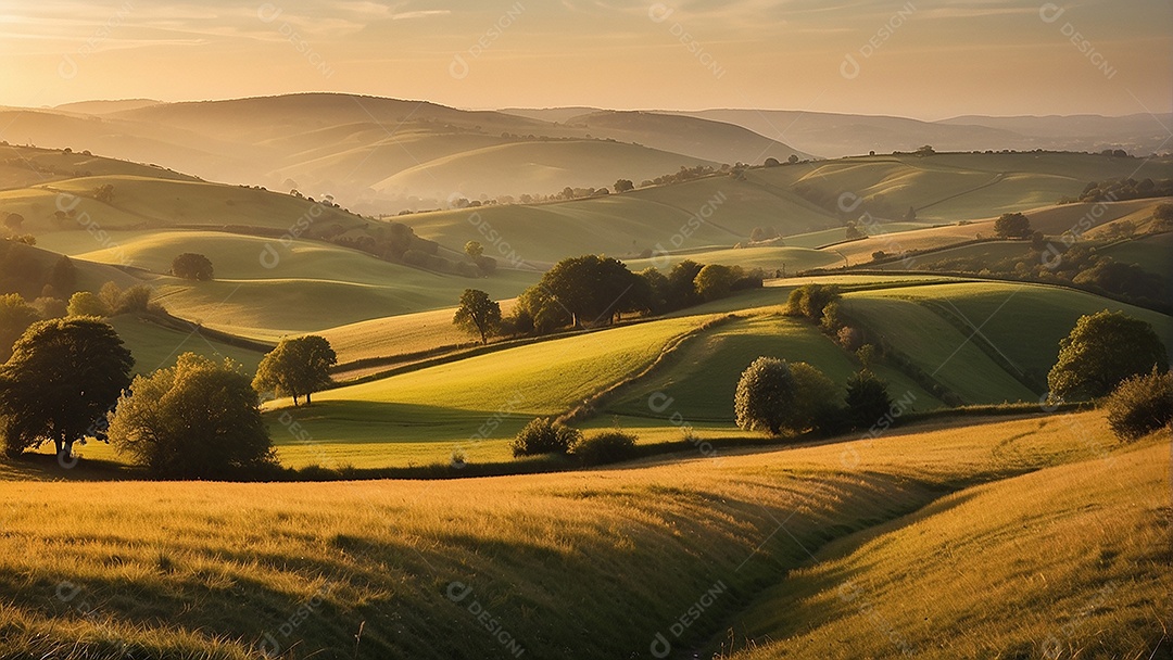 Padrão, uma foto de um campo tranquilo com colinas