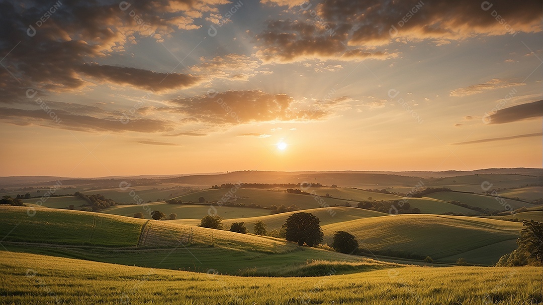 Padrão, uma foto de um campo tranquilo com colinas