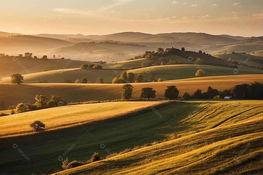 Padrão, uma foto de um campo tranquilo com colinas