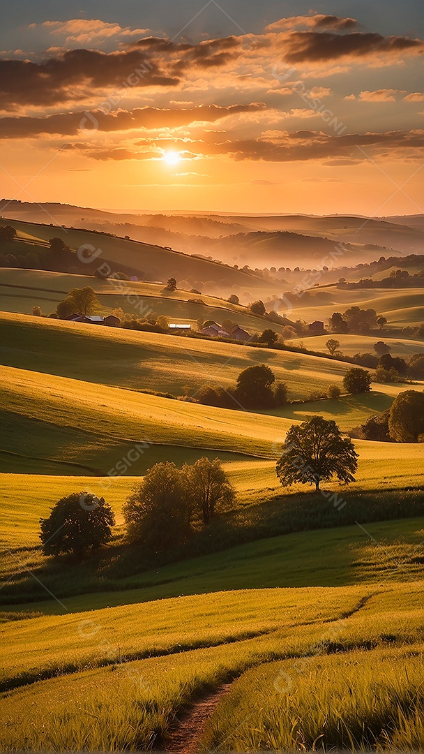 Padrão, uma foto de um campo tranquilo com colinas