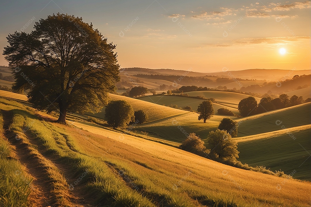 Padrão, uma foto de um campo tranquilo com colinas