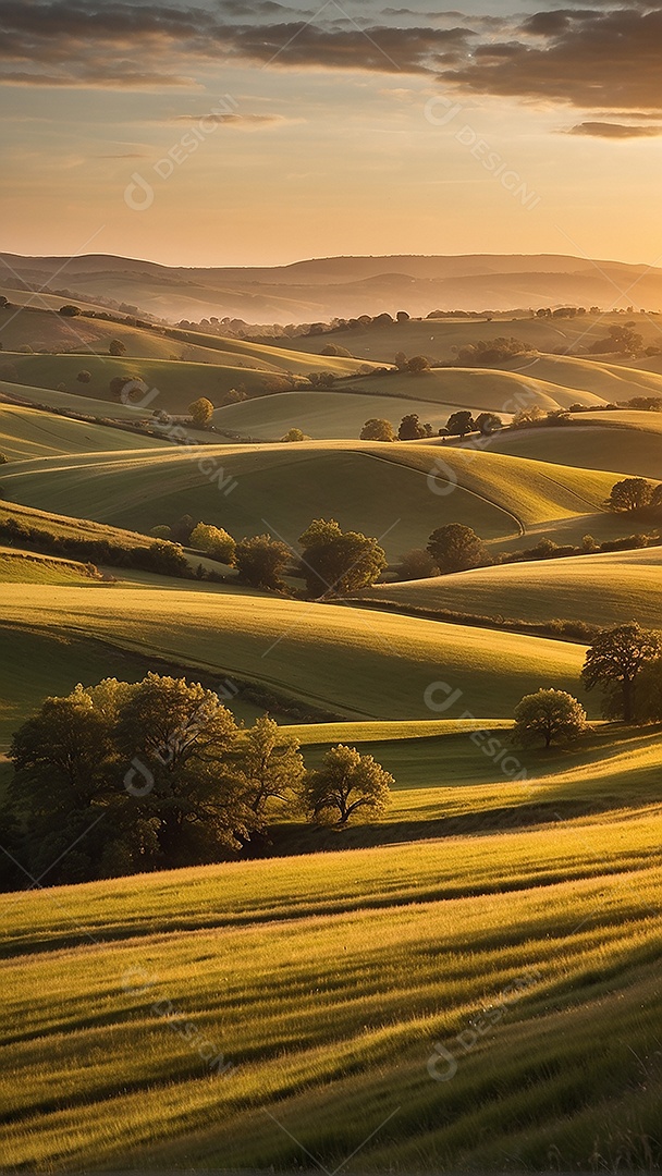 Padrão, uma foto de um campo tranquilo com colinas