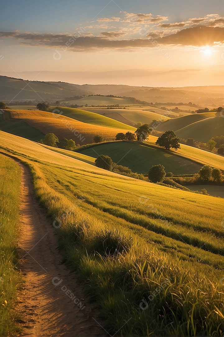 Padrão, uma foto de um campo tranquilo com colinas