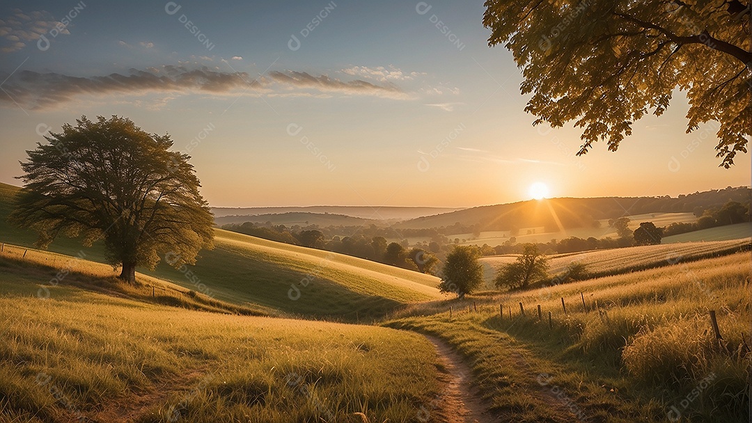 Padrão, uma foto de um campo tranquilo com colinas