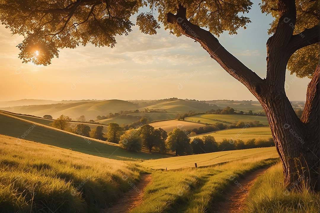 Padrão, uma foto de um campo tranquilo com colinas